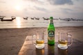 Traditional Thai Chang beer on the beach