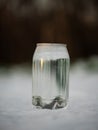 Bottle of clean bottle with water on a snow surface. Healthy drink in cold winter season Royalty Free Stock Photo