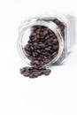 Bottle coffee beans mug Royalty Free Stock Photo