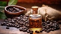 A bottle of coffee essential oil, capturing the rich aroma