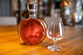 Cognac bottle on the table indoors