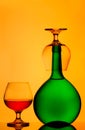 Bottle and cognac glasses Royalty Free Stock Photo