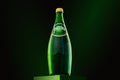 Bottle of Cold Perrier sparkling water. French brand of natural bottled mineral water Perrier. Tallinn, Estonia, May2022