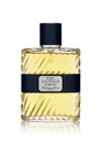 Bottle of cologne Eau Sauvage Parfum on white background. Christian Dior