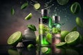 bottle container freshness cosmetic product with natural fruity smell illustration Generative AI