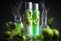 bottle container freshness cosmetic product with natural fruity smell illustration Generative AI