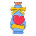 Bottle containing treasure valentine love, doodle icon drawing