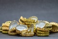 Bottle corks of beer bottles in a pile Royalty Free Stock Photo