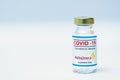 Bottle of coronavirus vaccine with the Astra Zeneca logo. Royalty Free Stock Photo