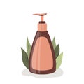 Bottle cosmetics on plant background
