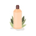 Bottle cosmetics on plant background