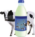 Bottle of cow`s milk bottle of hunter milk bottle of hunter milk Royalty Free Stock Photo