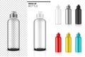 Bottle 3D Mock up Realistic transparent Dropper Plastic Shaker in Vector for Water and Drink. Bicycle and Sport Concept