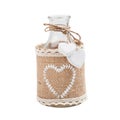 Bottle decorated with burlap, lace Royalty Free Stock Photo