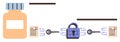 Data Encryption Process with Secure Lock, Digital Documents, and Keys as a Safety Concept Royalty Free Stock Photo