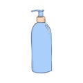bottle with dispenser. cosmetic icon. Trendy cartoon style. Hygiene and health care illustration. beauty object soap, lotion or cr Royalty Free Stock Photo