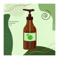 Bottle with dispenser with organic, natural cosmetics. Cosmetology and hygiene. Hand and shower gel, shampoo, liquid