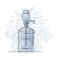 Bottle with distilled water, sketch for your