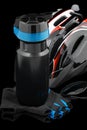 Bottle for drinking and biking accessories. Royalty Free Stock Photo