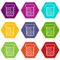 Bottle drug icons set 9 vector