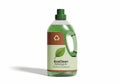 Bottle of EcoClean Detergent features a green liquid inside a clear Royalty Free Stock Photo