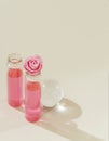 Bottle essential oil or rose water. Spa and aromatherapy cosmetic concept Royalty Free Stock Photo