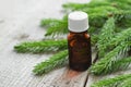 Bottle of essential spruce (fir) oil Royalty Free Stock Photo