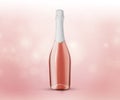 Bottle of expensive sparkling rose wine on background