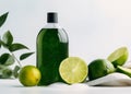 lemon natural skincare oil lime spa organic bottle treatment body. Generative AI.