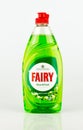 Bottle of Fairy washing up liquid. Green. Apple orchard scent.