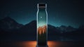 Photorealistic Mountain Night Water Bottle With Celestialpunk Aesthetic Royalty Free Stock Photo