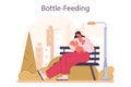 Bottle feeding. Mother holding her baby while feeding them. Breast milk Royalty Free Stock Photo