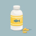 A bottle of fish oil capsules. Biologically active additive. Omega-3