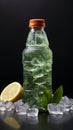 Bottle of fizzy carbonated beverage paired with ice for a cooling treat Royalty Free Stock Photo