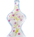 bottle in the form of an hourglass with flowers. Drawing with watercolor.