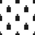 Bottle of french perfume icon in black style isolated on white background. France country symbol stock vector