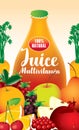 Bottle with fresh juices multivitamin