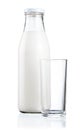 Bottle of fresh milk and blank glass isolated Royalty Free Stock Photo