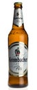 Bottle of German Krombacher beer on white