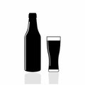 Bottle and glass of beer. Alcohol drink symbol. Emblem for bar, pub