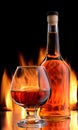 Bottle and glass of cognac Royalty Free Stock Photo