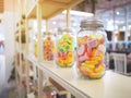 Bottle glass of colorful jelly candy Royalty Free Stock Photo