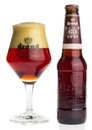 Bottle and glass of Dutch Brand Dubbel Bock beer