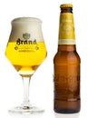Bottle and glass of Dutch Brand Saison beer