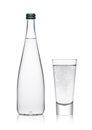 Bottle and glass with healthy sparkling water Royalty Free Stock Photo