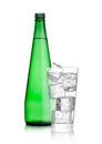 Bottle and glass with healthy sparkling water Royalty Free Stock Photo