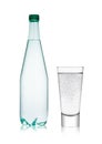 Bottle and glass with healthy sparkling water Royalty Free Stock Photo