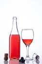 Bottle and glass of Lambrusco wine  on white background Royalty Free Stock Photo