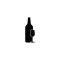 bottle and glass logo vector icon illustration