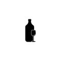 bottle and glass logo vector icon illustration